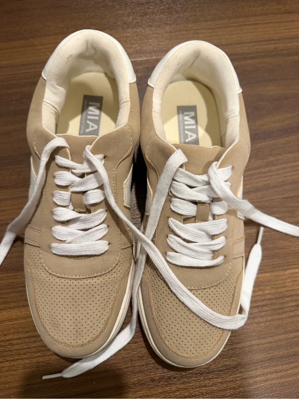 MIA Women’s Tan Suede Lace-Up Sneakers